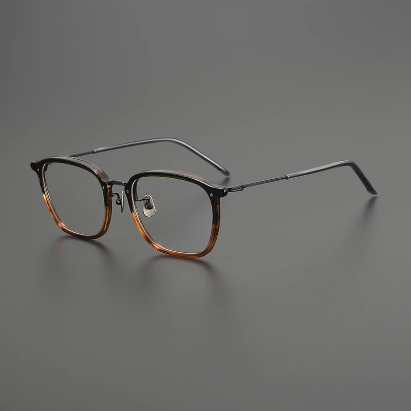 Titanium Geometric Square Prescription Eyeglasses