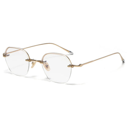 Titanium Rimless Geometric Prescription Eyeglasses | Ultra-Light Optical Frame for Rx Lenses – CINILY UK additional product view