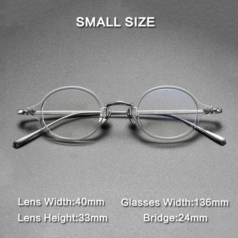 Ultra-Light Acetate and Titanium Retro Round Small Optical Glasses Frame