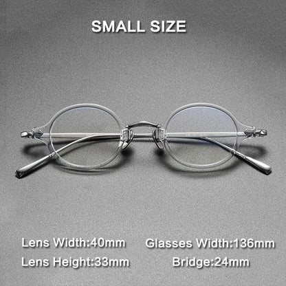 Ultra-Light Acetate and Titanium Retro Round Small Optical Glasses Frame temple detail