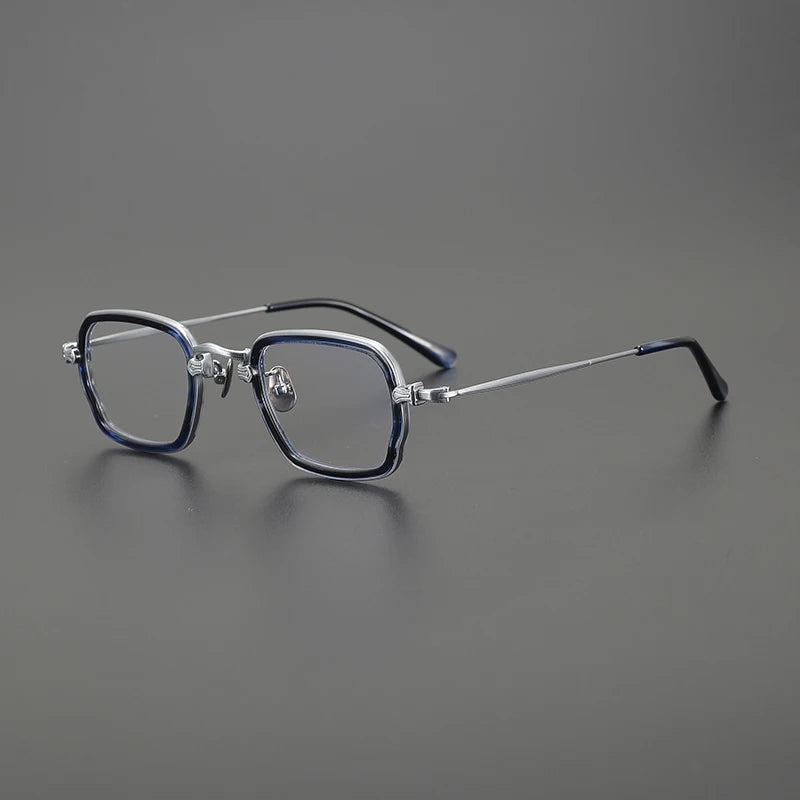 Titanium Acetate Two-Tone Square Prescription Eyeglasses | Lightweight Designer Rx Glasses – CINILY UK - silver
