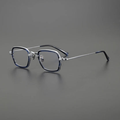 Titanium Acetate Two-Tone Square Prescription Eyeglasses | Lightweight Designer Rx Glasses – CINILY UK lens detail