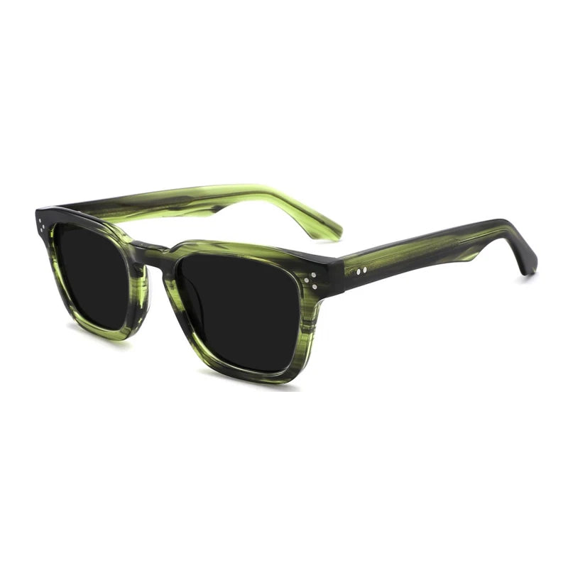 Crystal Green Polarized UV400 Sunglasses | Retro Acetate Designer Shades – CINILY UK - Green