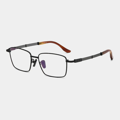 Titanium Wood-Accent Square Prescription Eyeglasses | Lightweight Optical Frame for Rx Lenses – CINILY UK frame detail