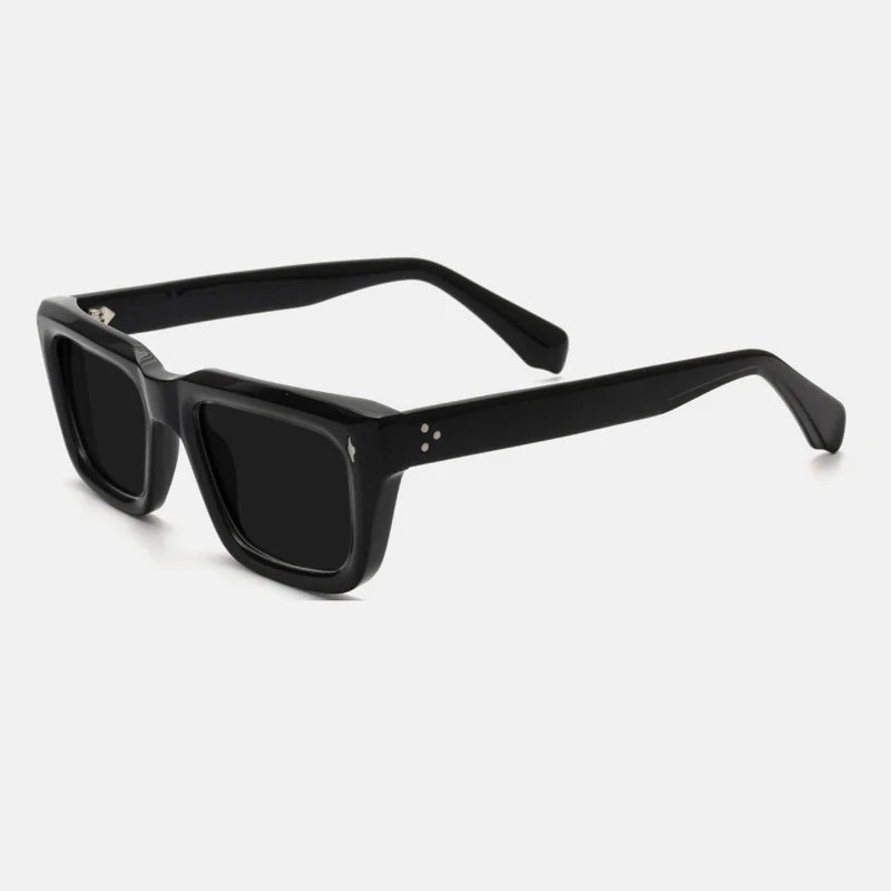 Vintage Thick Acetate Polarised Sunglasses | UV400 | Retro Square - Black