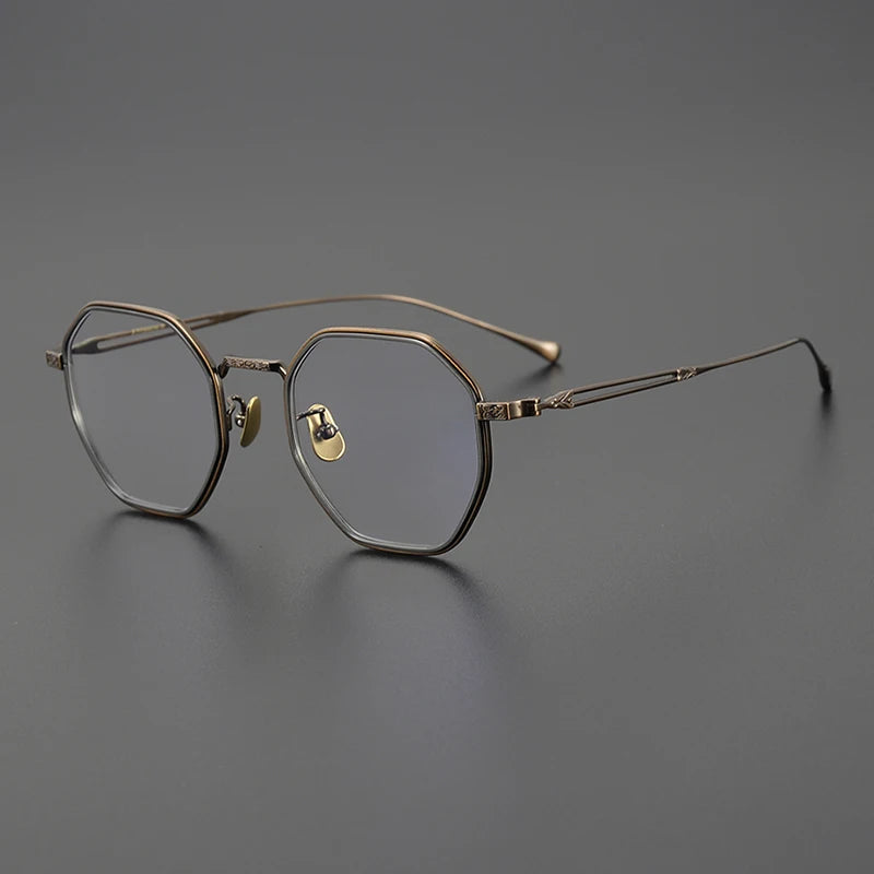 Japanese Titanium Blue Geometric Eyeglasses