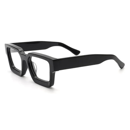Vintage Thick Acetate Square Glasses Frame | Unisex temple detail