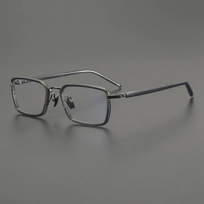 Titanium Acetate Browline Square Prescription Eyeglasses | Lightweight Designer Rx Glasses – CINILY UK front view