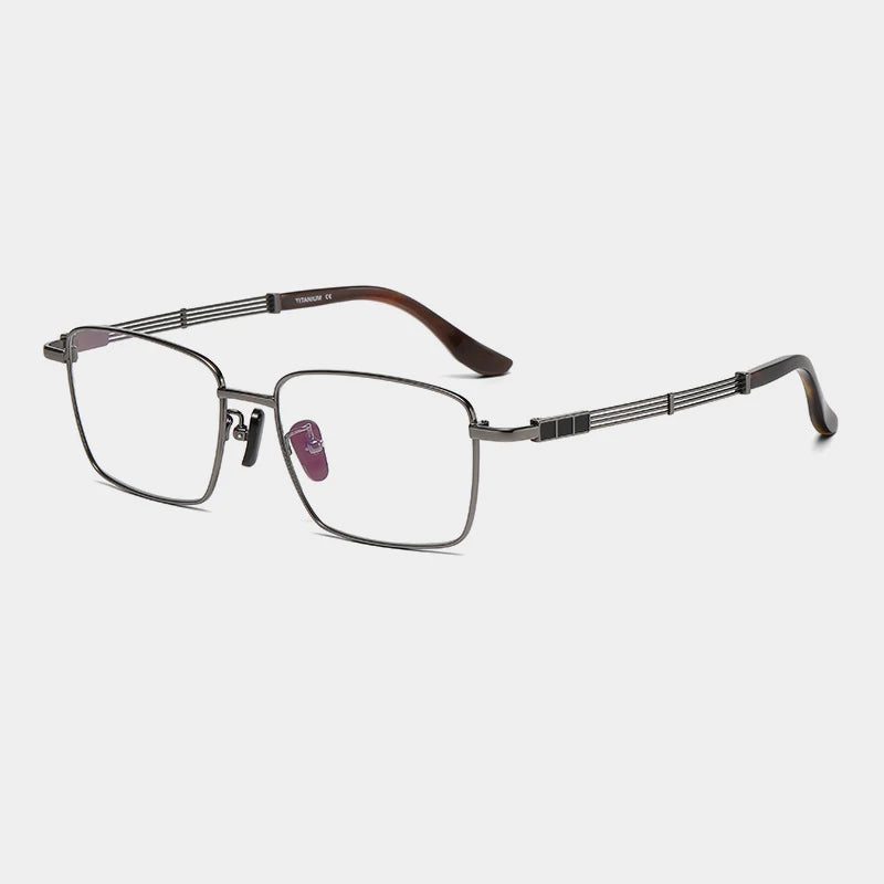 Titanium Wood-Accent Square Prescription Eyeglasses | Lightweight Optical Frame for Rx Lenses – CINILY UK - GUNMETAL