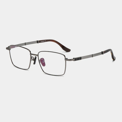 Titanium Wood-Accent Square Prescription Eyeglasses | Lightweight Optical Frame for Rx Lenses – CINILY UK lens detail