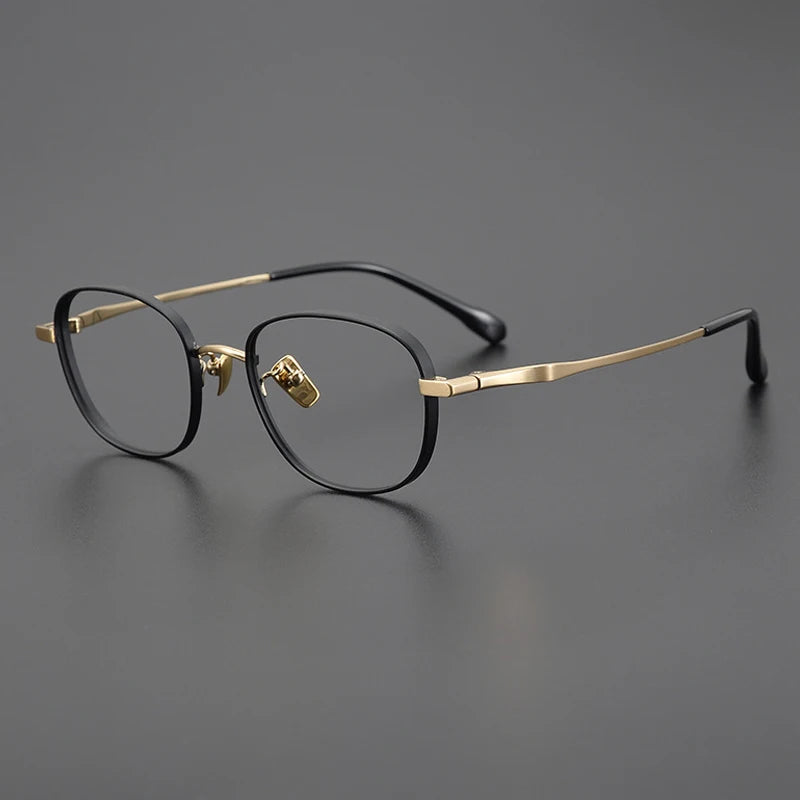 Petite Titanium Blue Panto Eyeglasses