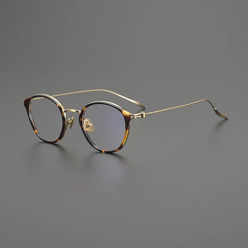 Titanium Retro Round Prescription Eyeglasses | Ultra-Light Designer Rx Glasses – CINILY UK - Gold