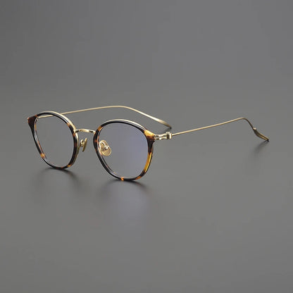 Titanium Retro Round Prescription Eyeglasses | Ultra-Light Designer Rx Glasses – CINILY UK side view
