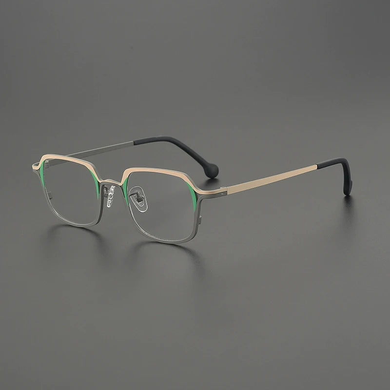 Titanium Colour-Outline Square Prescription Eyeglasses | Ultra-Light Designer Rx Glasses – CINILY UK - Gray