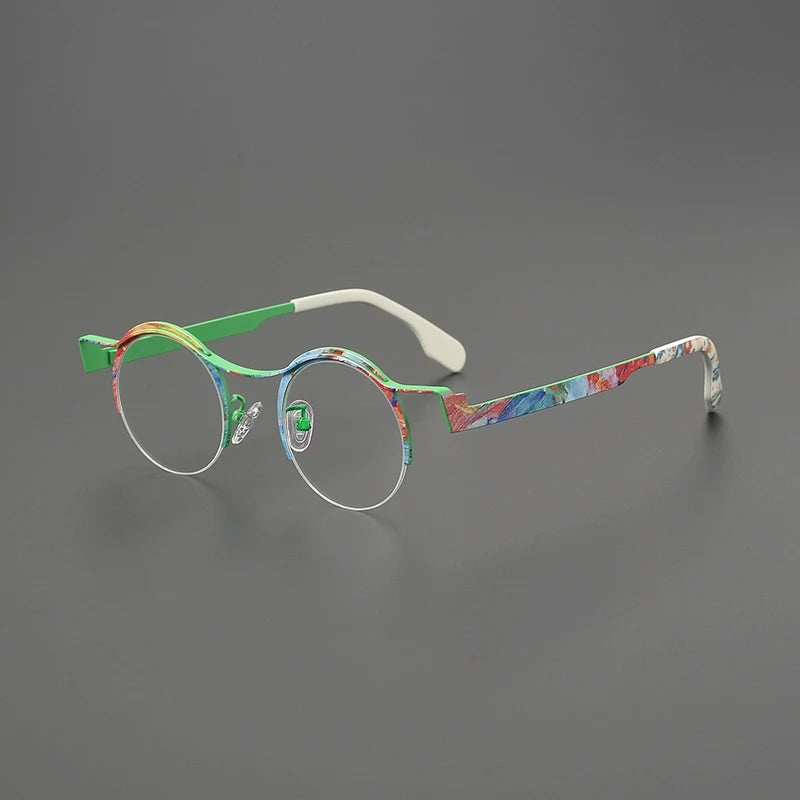 Titanium Artistic Round Prescription Eyeglasses