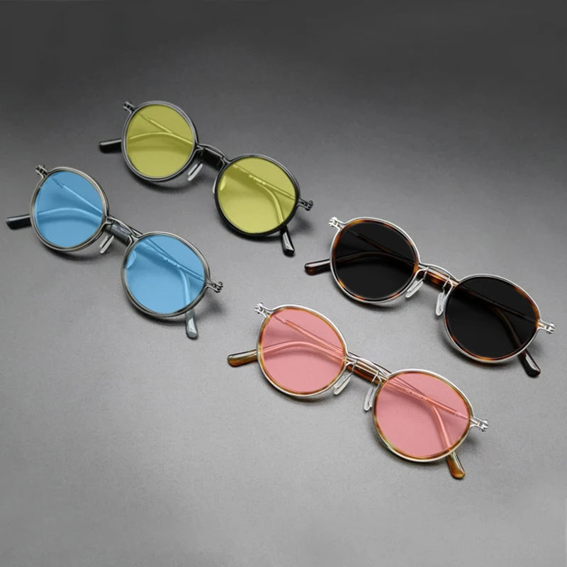 Vintage Round Polarised Sunglasses with UV400 Protection and Titanium Detail
