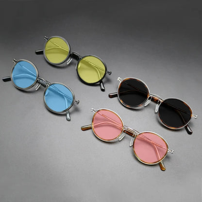 Vintage Round Polarised Sunglasses UV400 with Titanium Detail frame detail