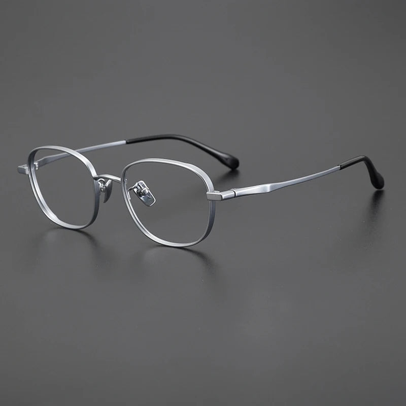 Petite Titanium Blue Panto Prescription Eyeglasses | Ultra-Light Optical Frame for Rx Lenses – CINILY UK - silver