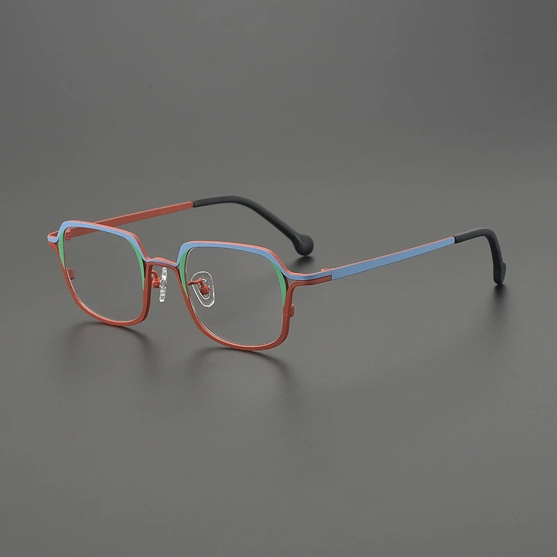 Titanium Colour-Outline Square Prescription Eyeglasses | Ultra-Light Designer Rx Glasses – CINILY UK - Red