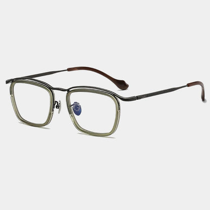Titanium Acetate Square Prescription Eyeglasses | Affordable Retro Rx Glasses – CINILY UK temple detail