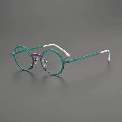 Titanium Colour-Block Round Prescription Eyeglasses | Lightweight Designer Rx Glasses – CINILY UK