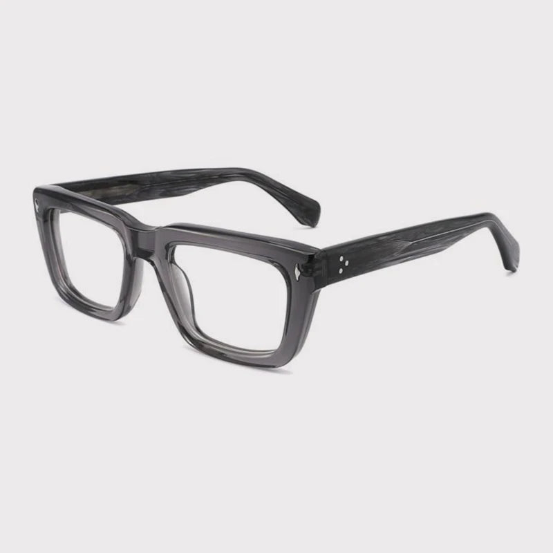 Vintage Thick Acetate Square Prescription Eyeglasses Frame - Gray