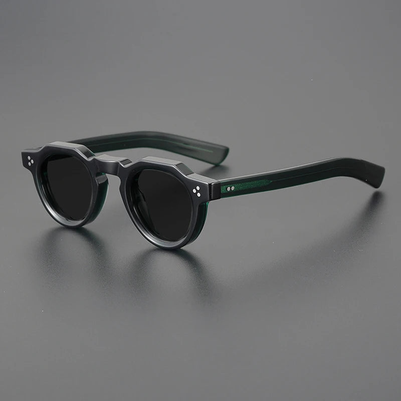 Vintage Polarised Acetate Sunglasses with UV400 Protection and a Small Fit - Green