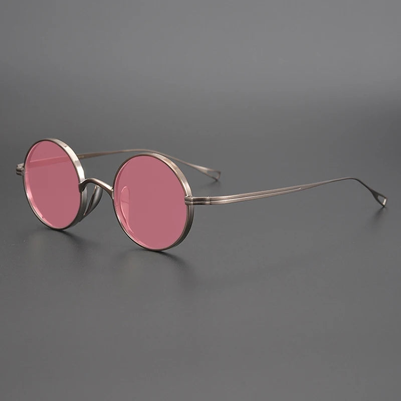 Ultra-Light Pure Titanium Polarised Vintage Small Round Sunglasses - Bronze