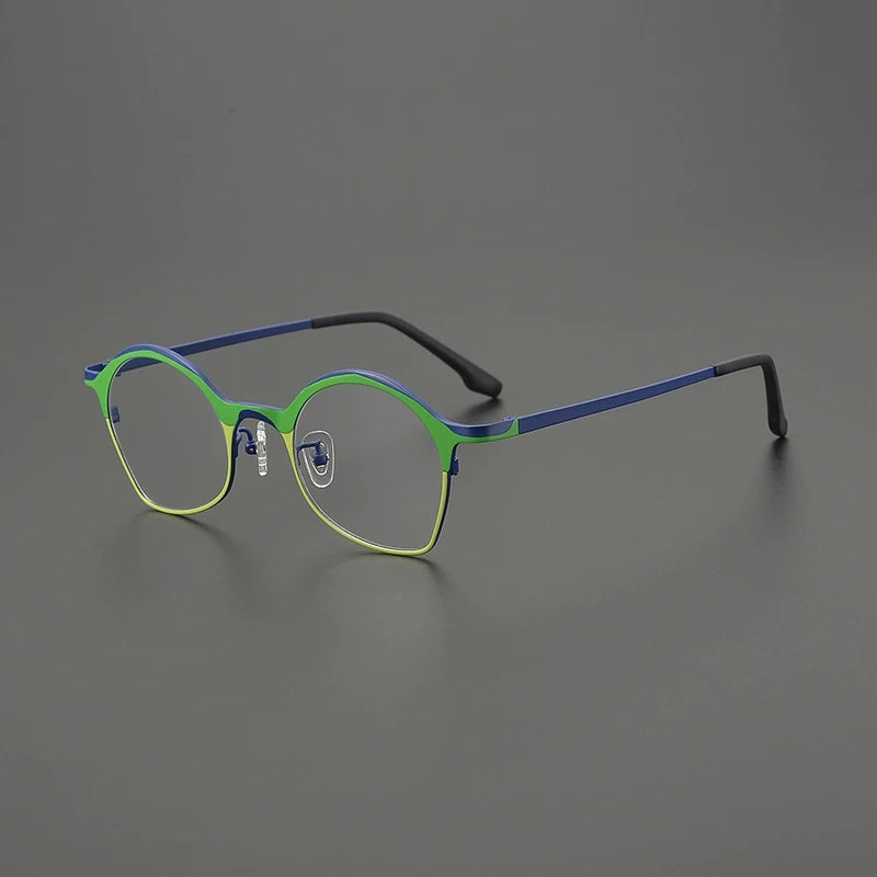 Titanium Matte Panto Prescription Eyeglasses | Ultra-Light Optical Frame for Rx Lenses – CINILY UK - Blue