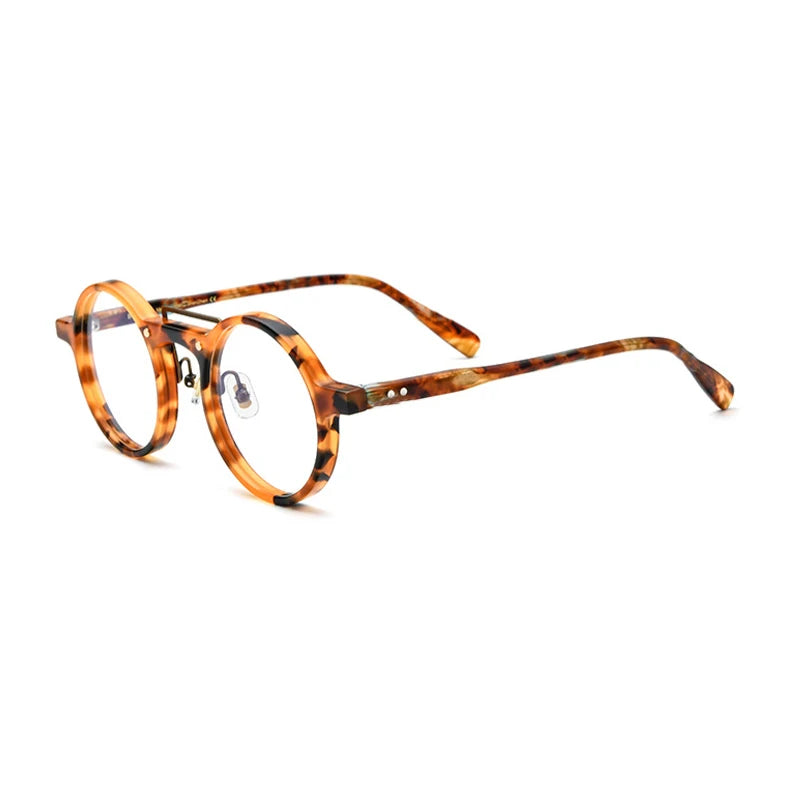 Acetate Mosaic Round Prescription Eyeglasses | Retro Optical Frame for Rx Lenses – CINILY UK - Tortoise