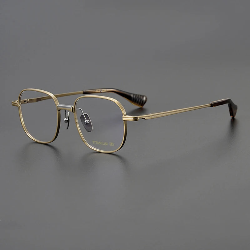 Titanium Geometric Square Prescription Eyeglasses | Ultra-Light Optical Frame for Rx Lenses – CINILY UK - Gold
