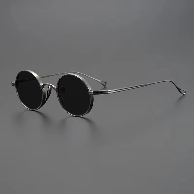 Ultra-Light Pure Titanium Polarised Sunglasses in a Vintage Small Round Style