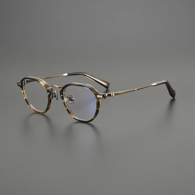 Titanium Marbled Round Prescription Eyeglasses