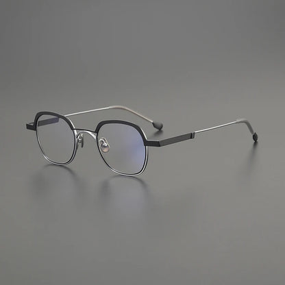 Titanium Mustard Geometric Prescription Eyeglasses | Ultra-Light Optical Frame for Rx Lenses – CINILY UK frame detail
