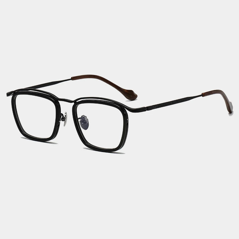 Titanium Acetate Square Prescription Eyeglasses | Affordable Retro Rx Glasses – CINILY UK - Black