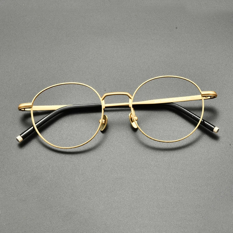 Titanium Wire Round Prescription Eyeglasses | Ultra-Light Optical Frame for Rx Lenses – CINILY UK - Gold