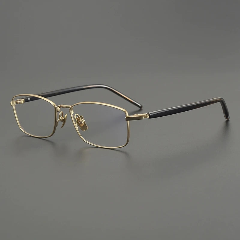 Titanium Rimless Square Prescription Eyeglasses | Lightweight Minimal Rx Glasses – CINILY UK - Gold