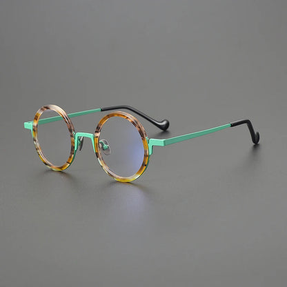 Titanium Amber Round Prescription Eyeglasses | Ultra-Light Optical Frame for Rx Lenses – CINILY UK side view