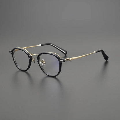 Titanium Marbled Round Prescription Eyeglasses | Ultra-Light Designer Rx Glasses – CINILY UK