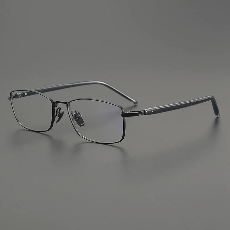 Titanium Rimless Square Prescription Eyeglasses | Lightweight Minimal Rx Glasses – CINILY UK - Black