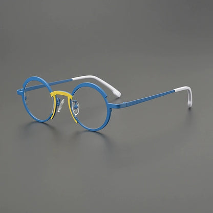 Titanium Colour-Block Round Prescription Eyeglasses | Lightweight Designer Rx Glasses – CINILY UK side view