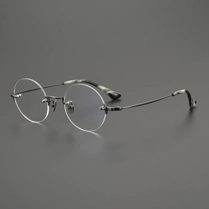 Handmade Titanium Rimless Round Prescription Eyeglasses | Ultra-Light Optical Frame for Rx Lenses – CINILY UK frame detail