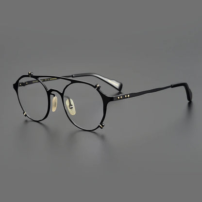 Japanese Titanium Browline Pilot Prescription Eyeglasses | Retro Optical Frame for Rx Lenses – CINILY UK front view