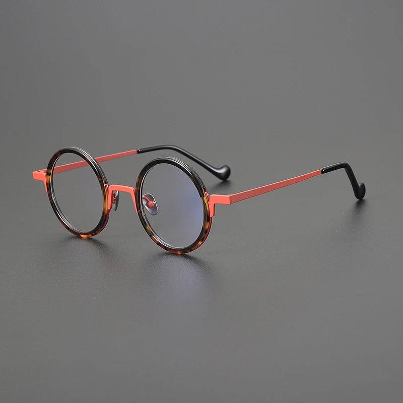Titanium Amber Round Eyeglasses