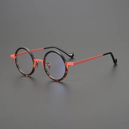 Titanium Amber Round Prescription Eyeglasses | Ultra-Light Optical Frame for Rx Lenses – CINILY UK front view