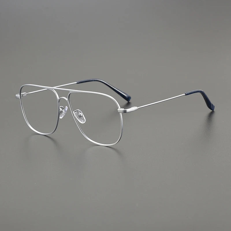 Titanium Oversized Pilot Eyeglasses | Ultra-Light Retro Optical Frames – CINILY UK - silver