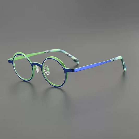 Titanium Colour-Accent Round Prescription Eyeglasses | Creative Lightweight Rx Glasses – CINILY UK