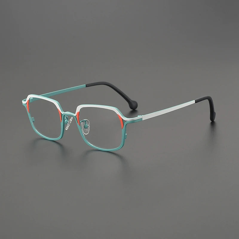 Titanium Colour-Outline Square Prescription Eyeglasses | Ultra-Light Designer Rx Glasses – CINILY UK - Blue