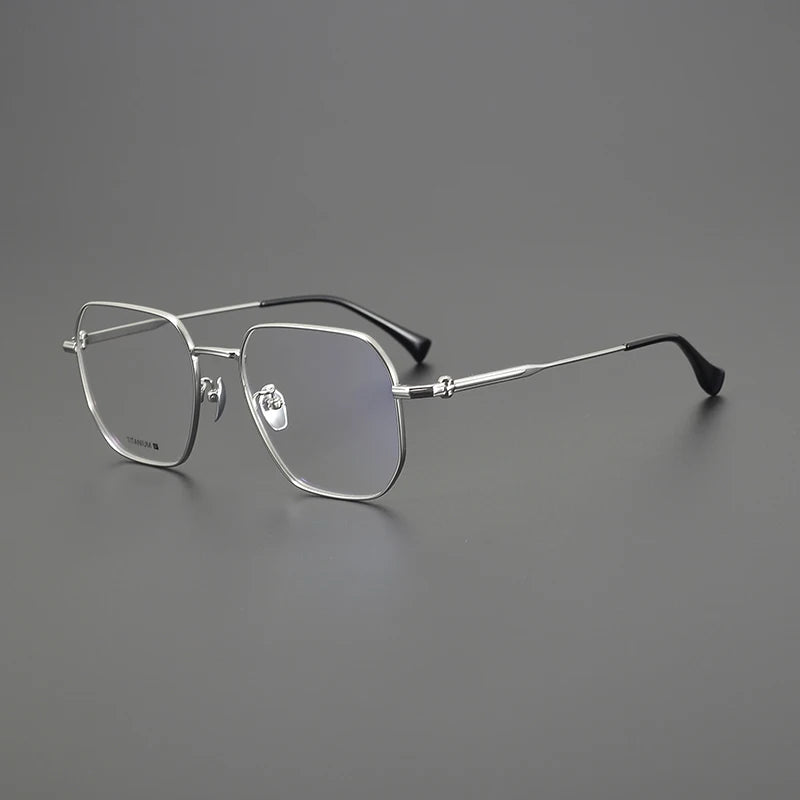 Titanium Oversized Geometric Prescription Eyeglasses | Ultra-Light Optical Frame for Rx Lenses – CINILY UK - silver