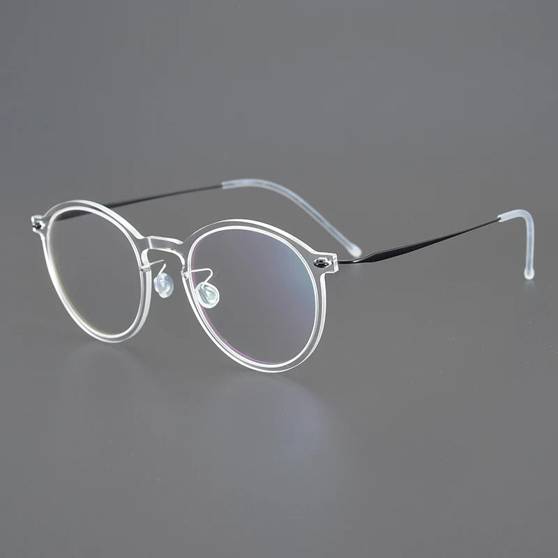 Titanium Transparent Round Eyeglasses | Ultra-Light Minimal Optical Frames – CINILY UK - Black